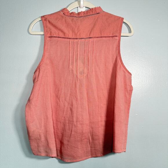 Faherty Willa Sleeveless Boho Blouse Tank Top Rosette Pink Womens L - Picture 6 of 11